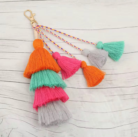 Luxe Fringe Puff - Orange